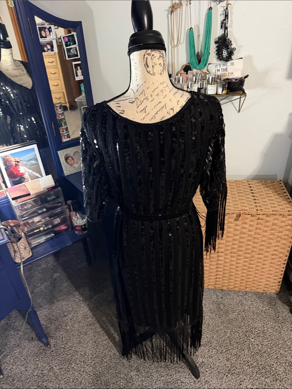 Black Sequin Fringe Flapper Dress